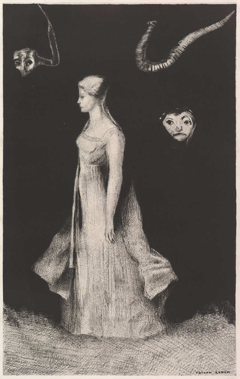 缠身，1893-94年。 作者 奥迪隆·雷顿（Odilon Redon）