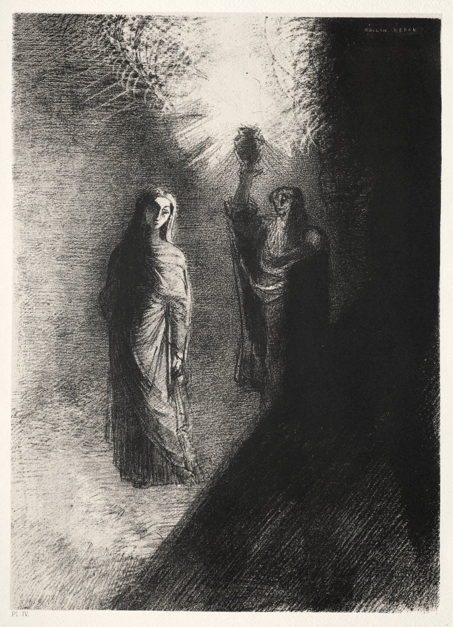 他举起铜瓮 作者 奥迪隆·雷顿（Odilon Redon）