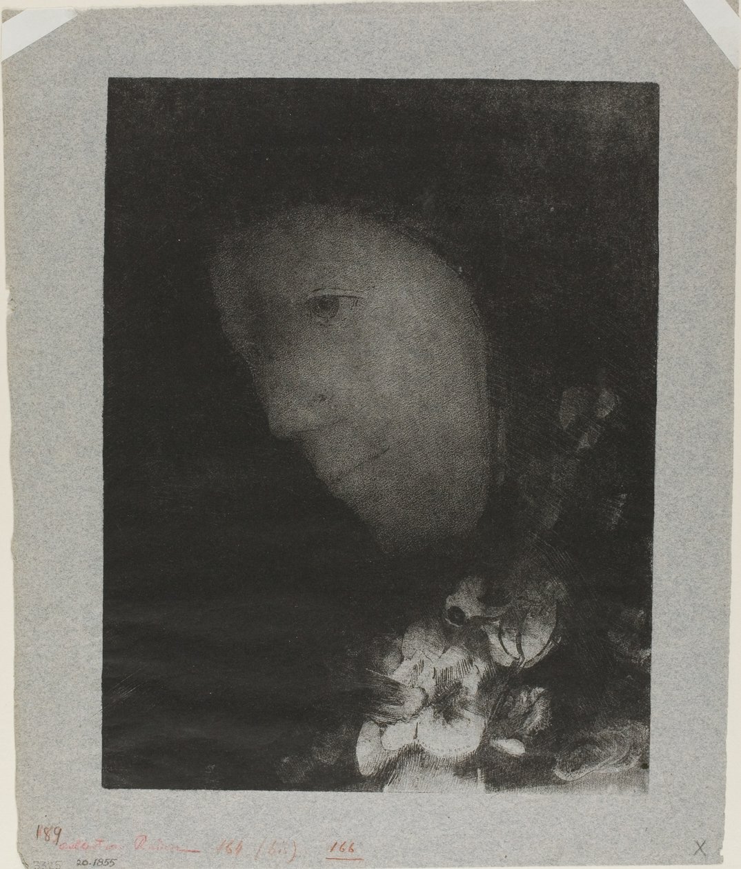 戴胸花的妇女头像 作者 奥迪隆·雷顿（Odilon Redon）