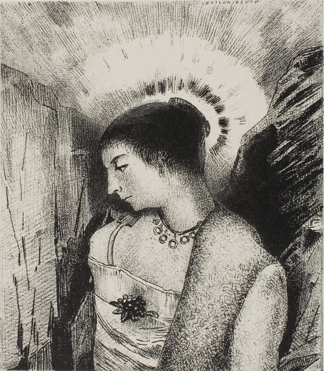 这里是善良的女神，伊达依山之母，图版 15，共 24 幅 作者 奥迪隆·雷顿（Odilon Redon）