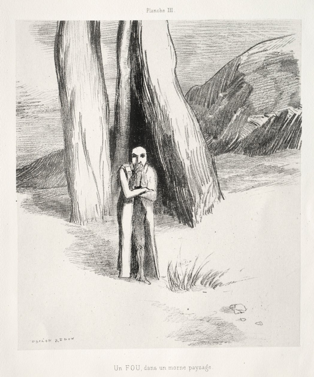 向戈雅致敬：1885年，悲惨的风景中的狂人。 作者 奥迪隆·雷顿（Odilon Redon）