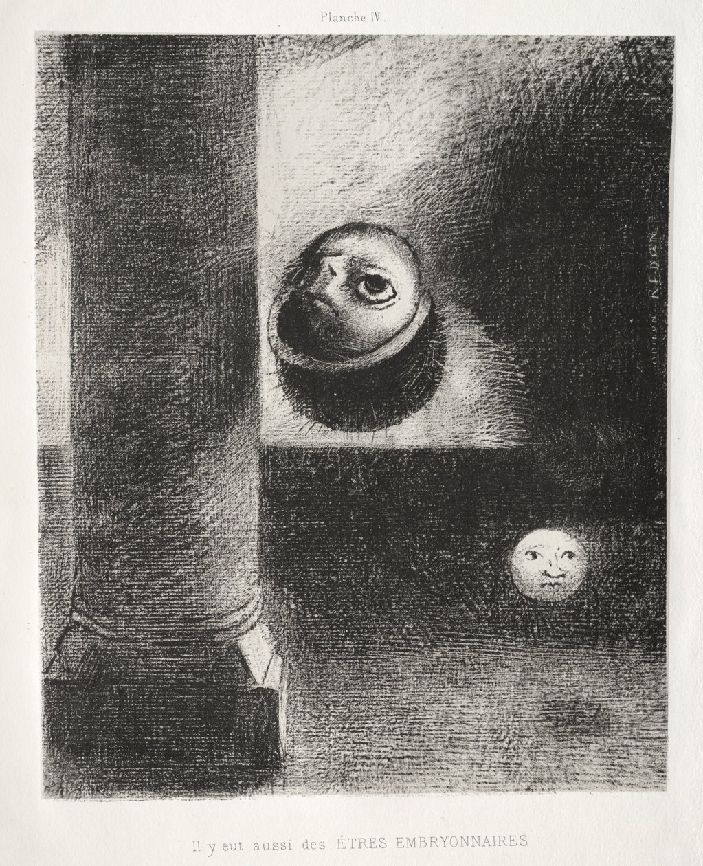 向戈雅致敬：还有胚胎生物，1885年。 作者 奥迪隆·雷顿（Odilon Redon）