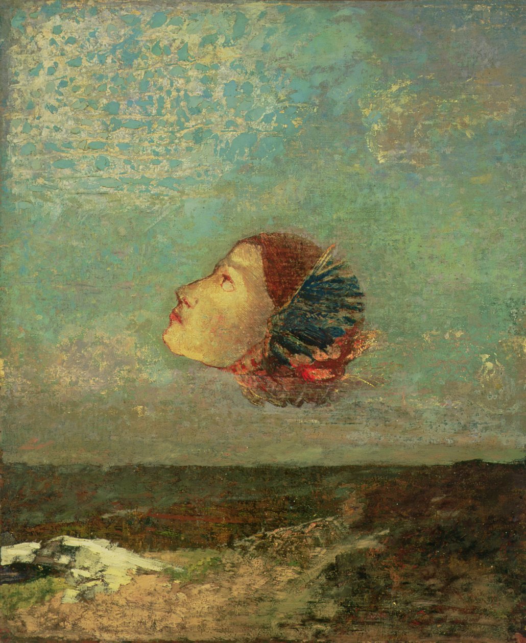 向Goya致敬，c.1895（卡在画布上的油画） 作者 奥迪隆·雷顿（Odilon Redon）