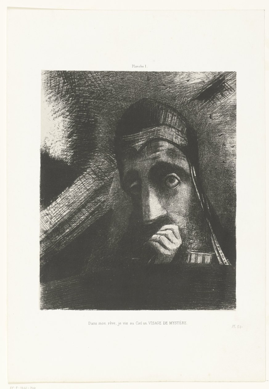 在梦中，我看到天空中有一张神秘的面孔
Dans mon rêve, je vis au Ciel un VISAGE DE MYSTÈRE（标题见实物） 作者 奥迪隆·雷顿（Odilon Redon）