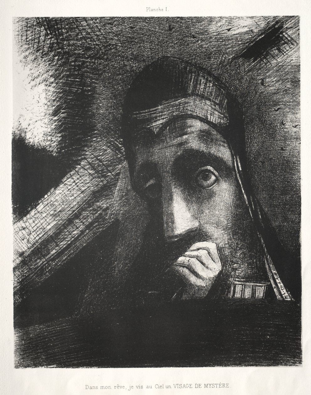 在梦中，我看到天空中有一张神秘的面孔 作者 奥迪隆·雷顿（Odilon Redon）