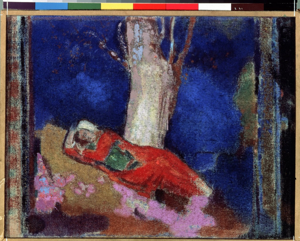 "躺在树下的女人》（Jeune femme etendue sous un arbre），奥迪隆-雷东（1840-1916 年）绘画，1900-1901 年，水粉和蛋彩画。纳比斯。圣彼得堡冬宫博物馆（圣彼得堡） 作者 奥迪隆·雷顿（Odilon Redon）