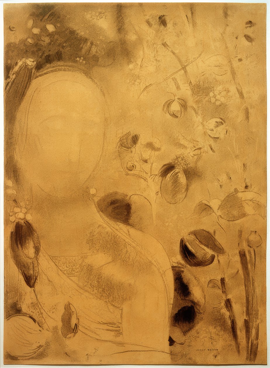 La Rêve, 花和脸 作者 奥迪隆·雷顿（Odilon Redon）