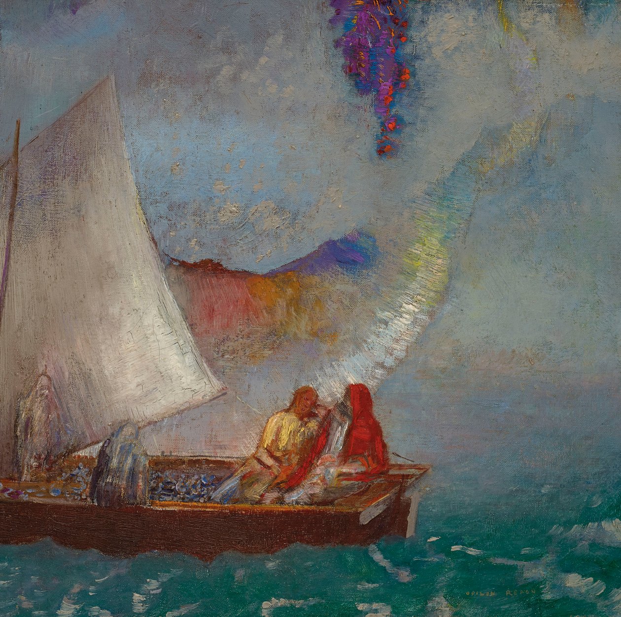 La Voile Grise, c.1900-05 (布面油画) 作者 奥迪隆·雷顿（Odilon Redon）