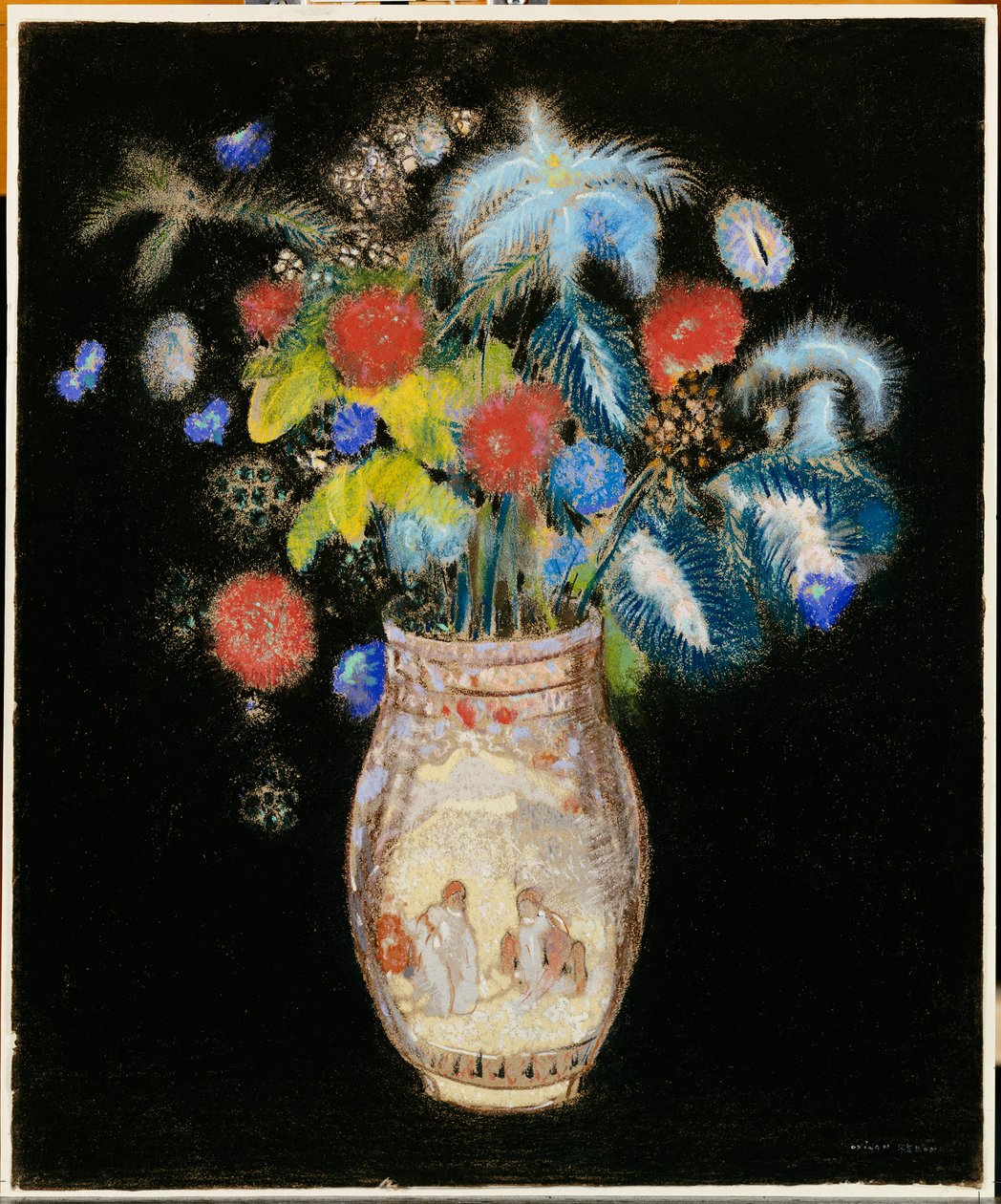 黑色背景上的大花束，约1910年 作者 奥迪隆·雷顿（Odilon Redon）