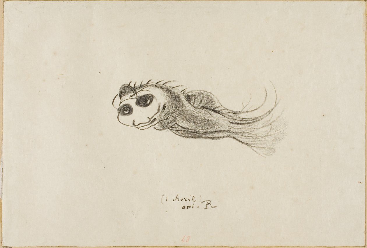 法国石版画家晚宴菜单，1887 年 4 月 1 日 作者 奥迪隆·雷顿（Odilon Redon）