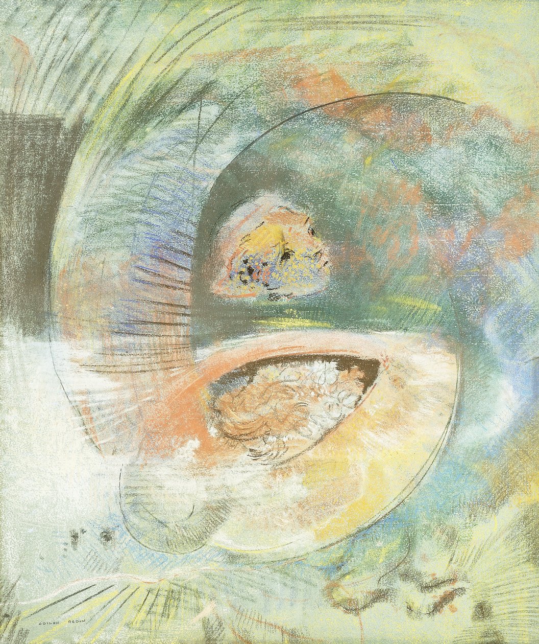 怪物潜艇；水下怪物，约1900年 作者 奥迪隆·雷顿（Odilon Redon）