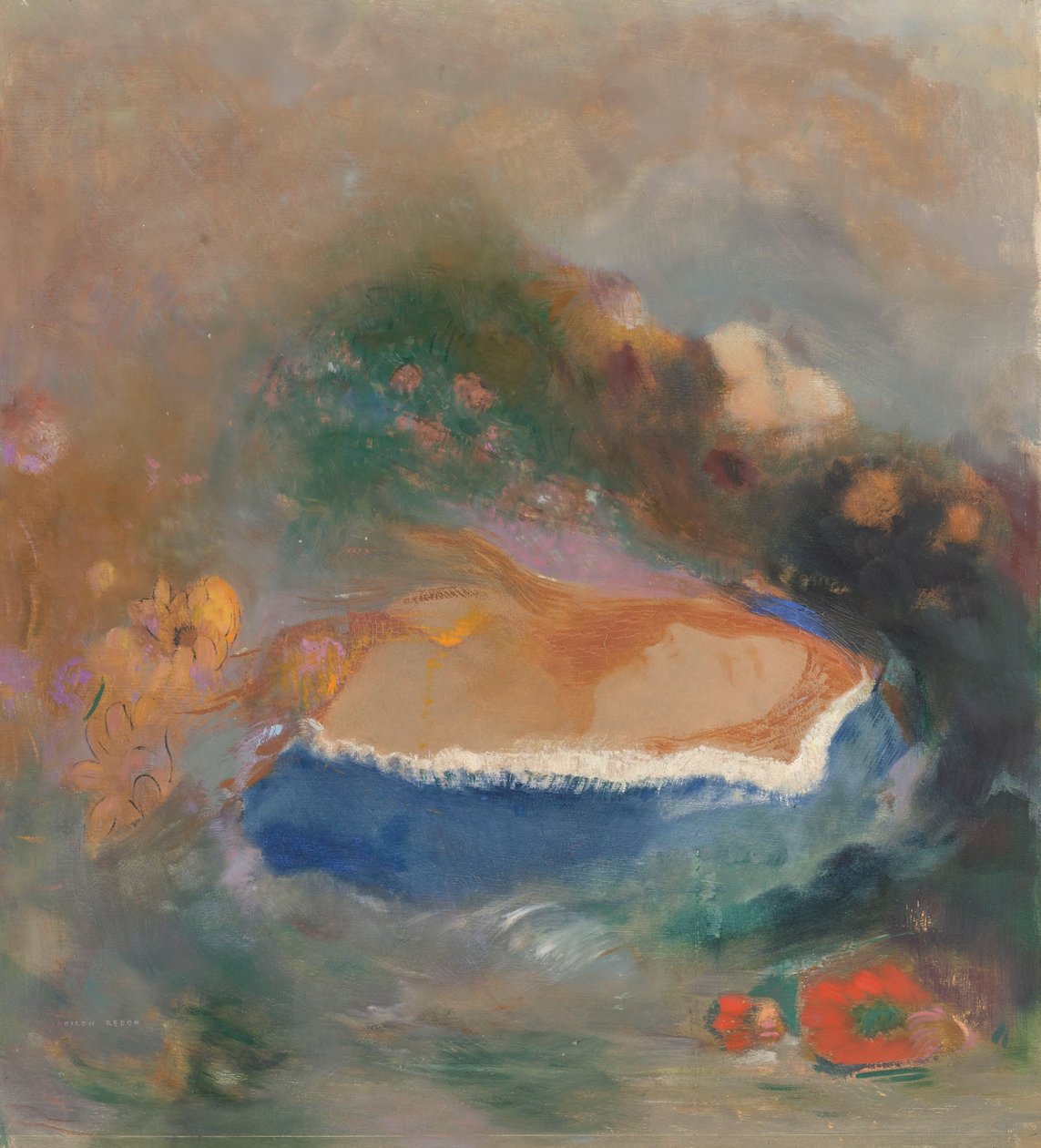 奥菲利亚与水中的蓝精灵 作者 奥迪隆·雷顿（Odilon Redon）