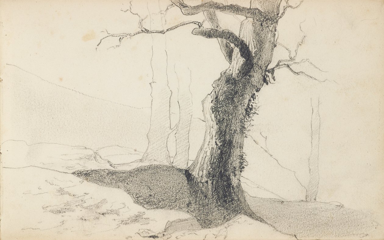 素描本中的页面，“巴斯克人的乡村” 作者 奥迪隆·雷顿（Odilon Redon）