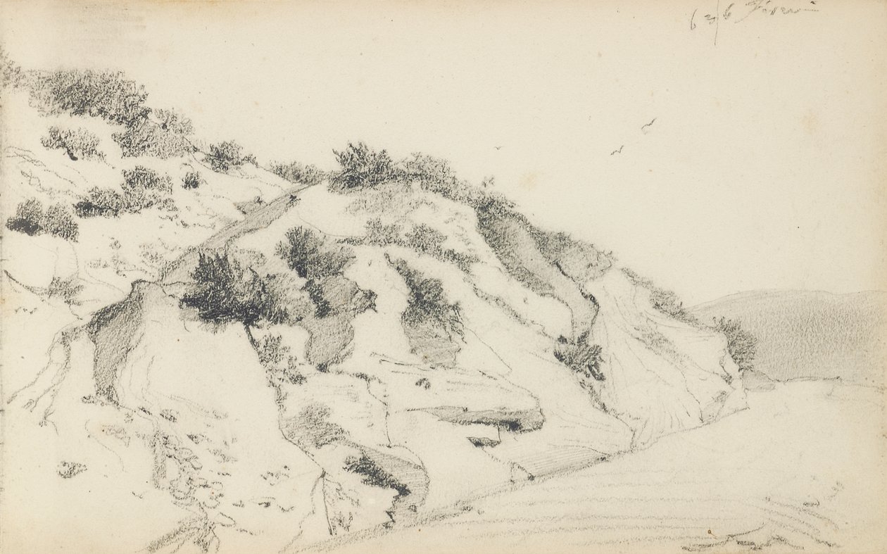 素描本中的页面，“巴斯克人的乡村” 作者 奥迪隆·雷顿（Odilon Redon）