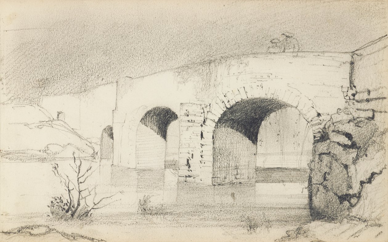 素描本中的页面，“巴斯克人的乡村” 作者 奥迪隆·雷顿（Odilon Redon）