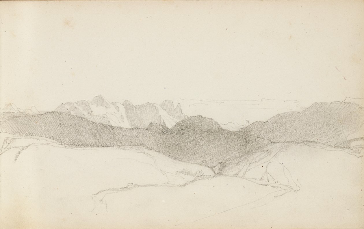素描本的页，“巴斯克地区”，1862-63年 作者 奥迪隆·雷顿（Odilon Redon）
