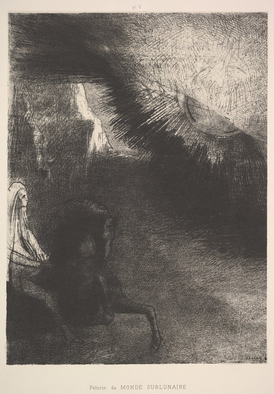 来自月下世界的朝圣者，1891年。 作者 奥迪隆·雷顿（Odilon Redon）