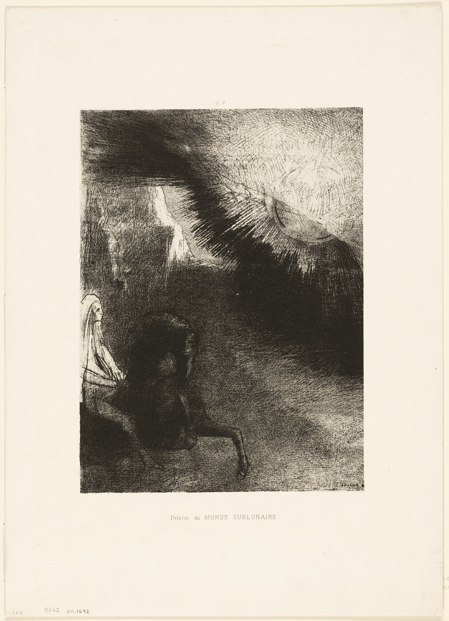 亚龙世界的朝圣者》，第 5 版，共 6 页 作者 奥迪隆·雷顿（Odilon Redon）