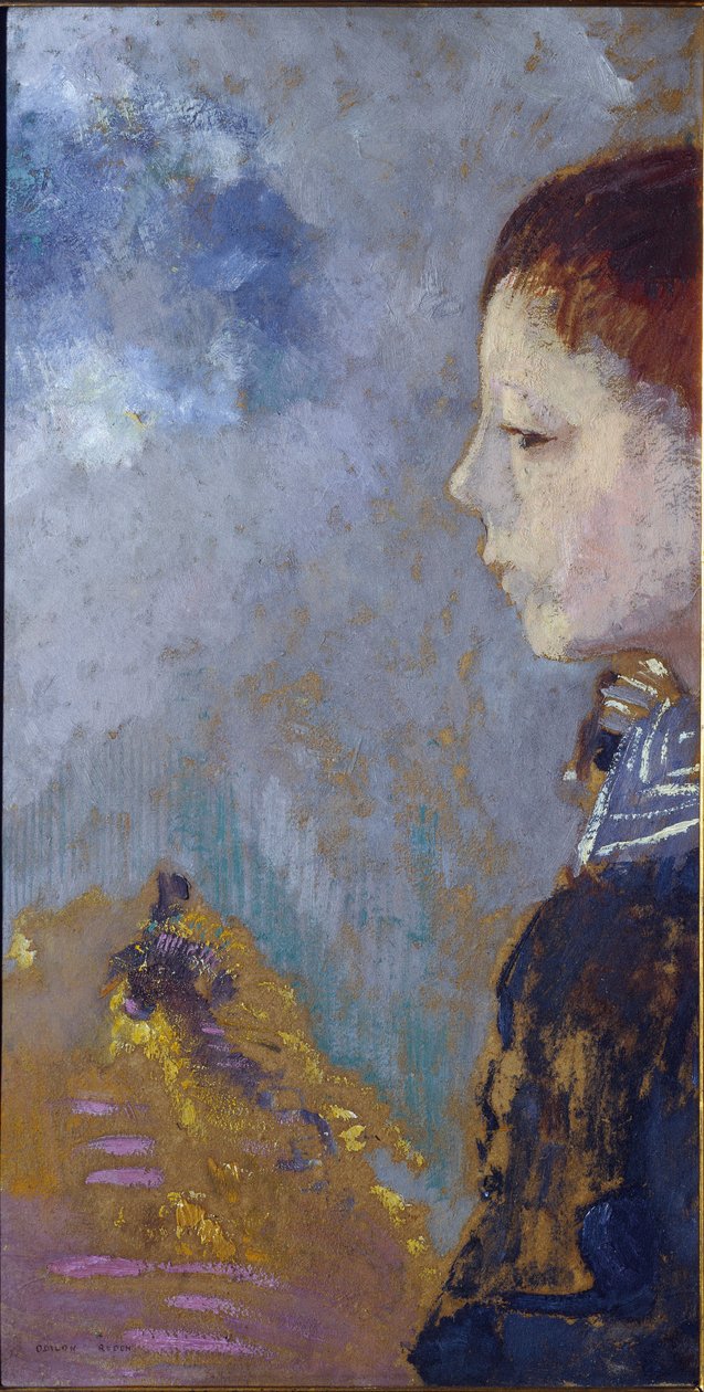 阿里-雷东在海上通道上的肖像 - 1897年。布面油画 作者 奥迪隆·雷顿（Odilon Redon）
