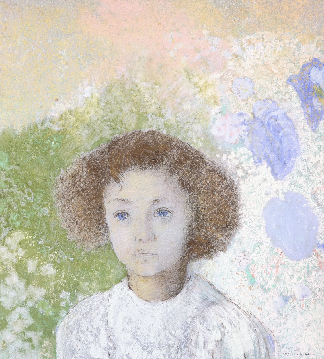 小时候的吉纳维芙·德·戈内的肖像，1907年 作者 奥迪隆·雷顿（Odilon Redon）