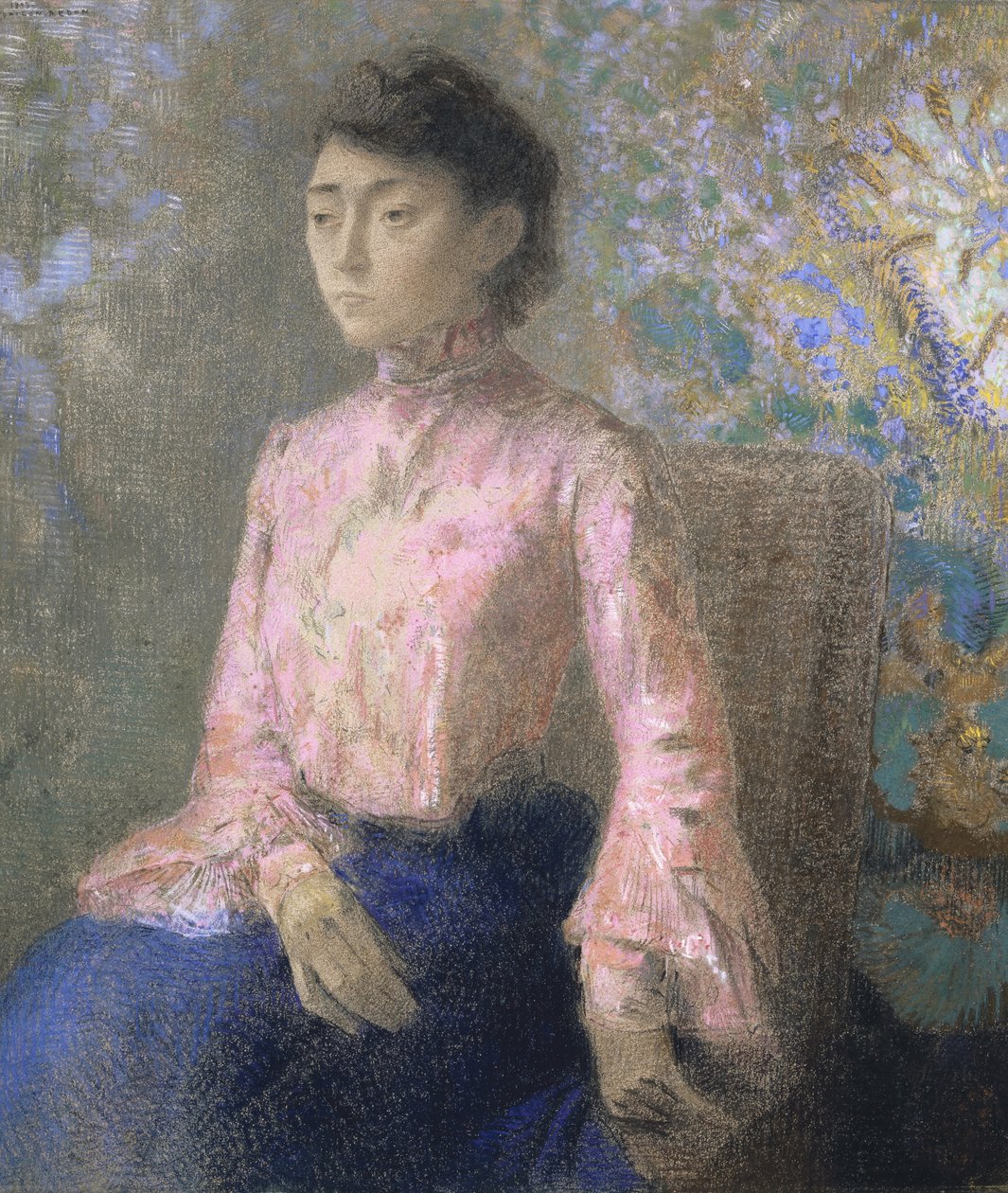 Jeanne Chain小姐的肖像，1903年 作者 奥迪隆·雷顿（Odilon Redon）