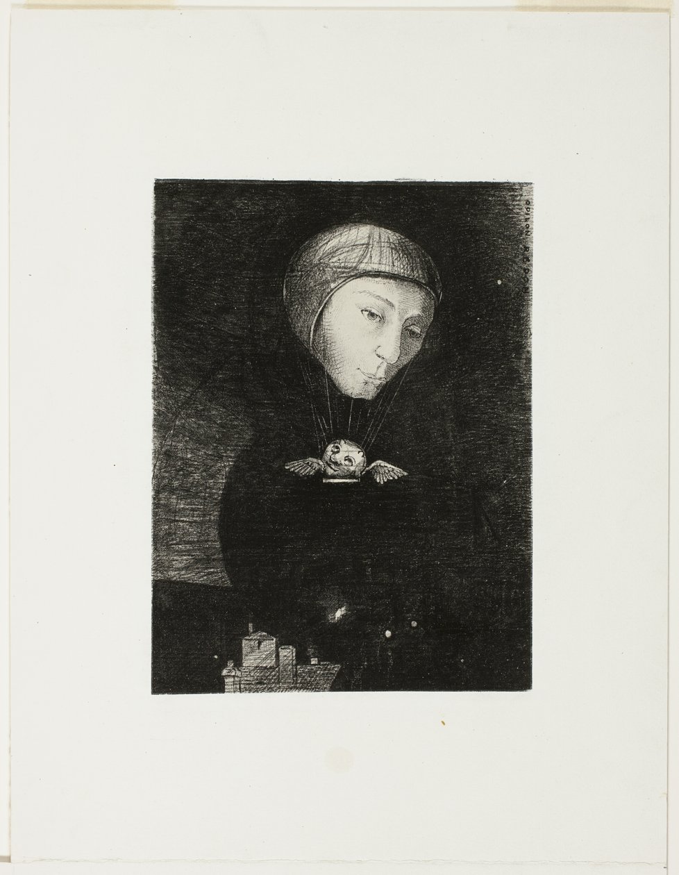 悲伤的上升》，选自《在梦中》第九版 作者 奥迪隆·雷顿（Odilon Redon）