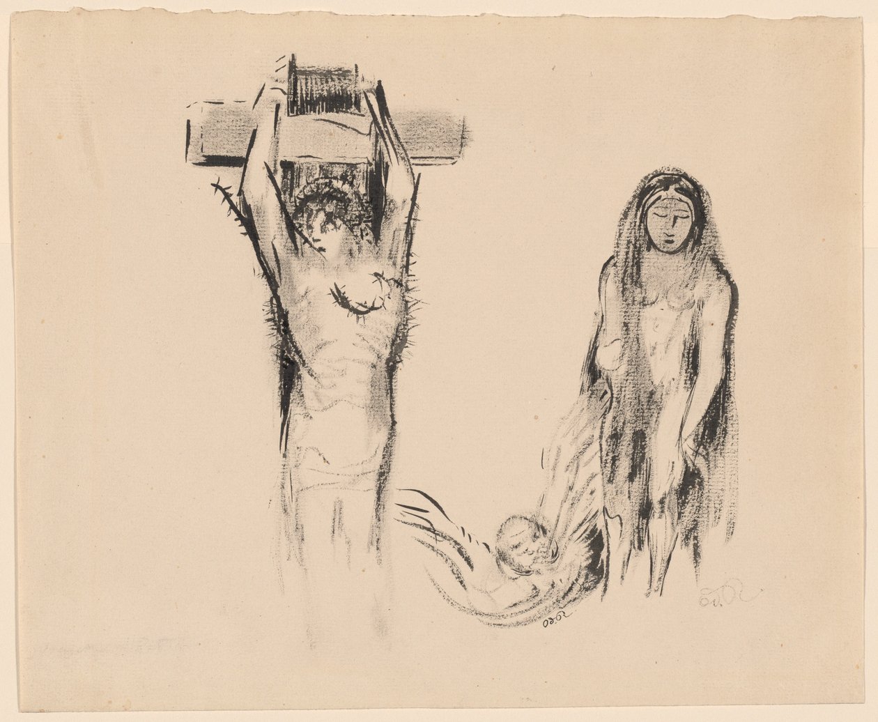 圣安东尼和两个诱惑者》（Saint Antoine et deux Tentatrices） 作者 奥迪隆·雷顿（Odilon Redon）