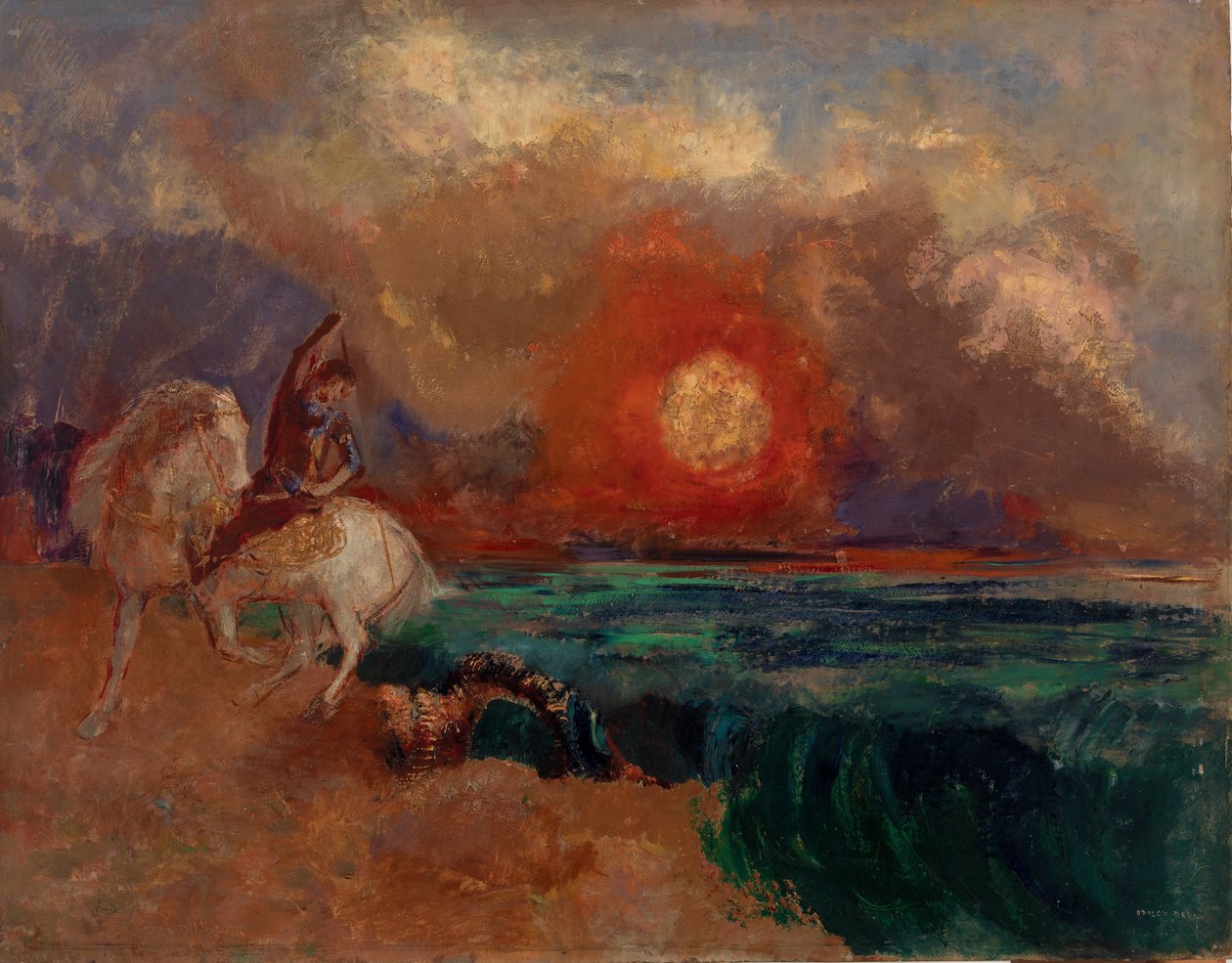 圣乔治与龙（Saint Georges et le dragon） 作者 奥迪隆·雷顿（Odilon Redon）