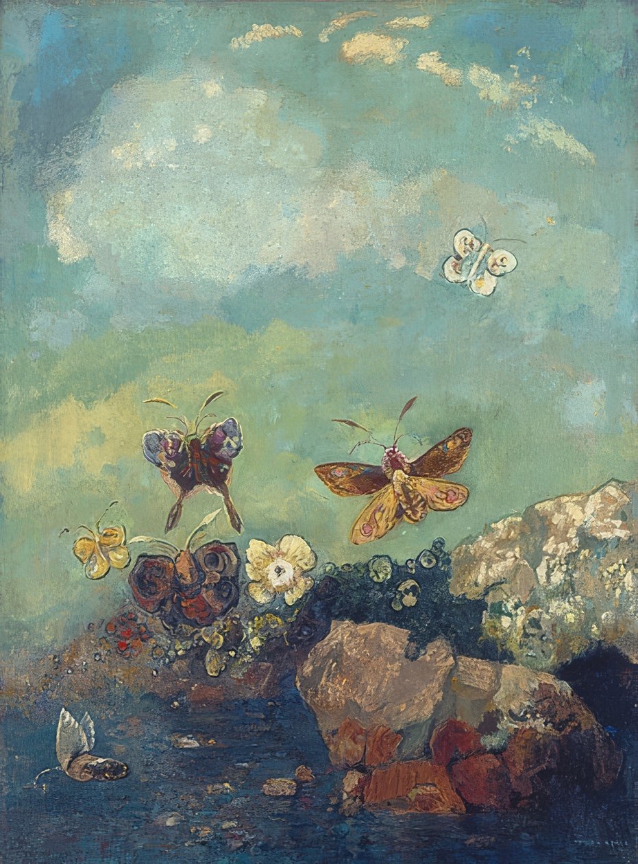 蝴蝶约于1910年 作者 奥迪隆·雷顿（Odilon Redon）