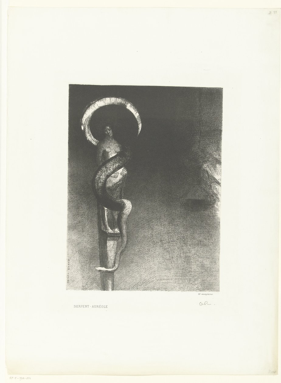 蛇形图案
蛇形极乐世界（物体上的标题） 作者 奥迪隆·雷顿（Odilon Redon）