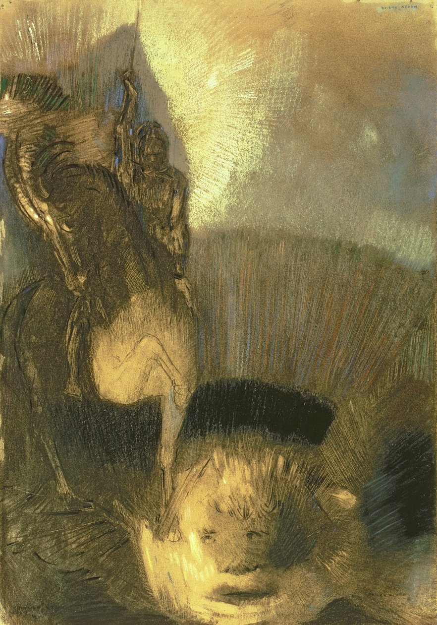 圣乔治，约1905年（纸上的粉彩） 作者 奥迪隆·雷顿（Odilon Redon）