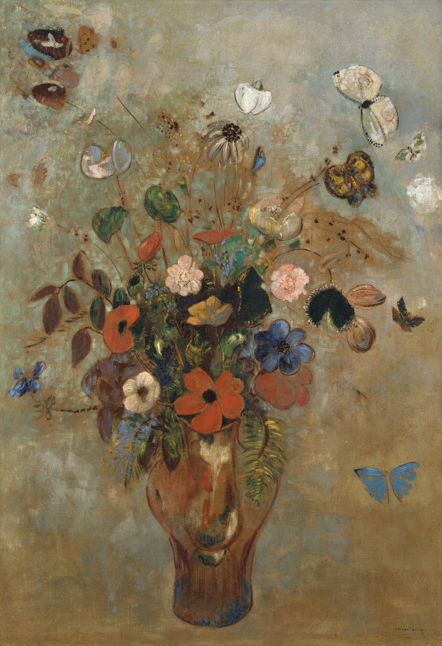 静物与花 作者 奥迪隆·雷顿（Odilon Redon）