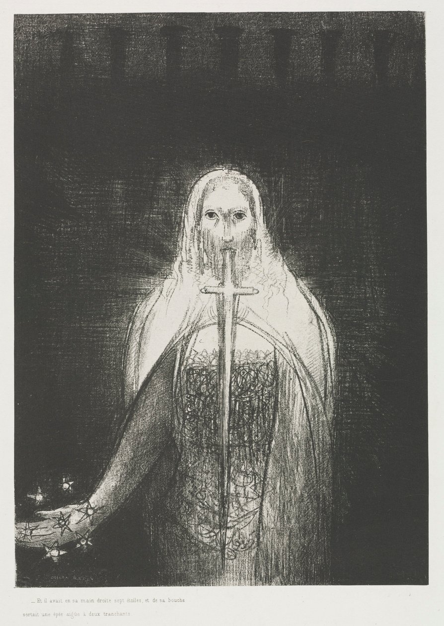 圣约翰启示录：他右手七颗星，1899年。 作者 奥迪隆·雷顿（Odilon Redon）