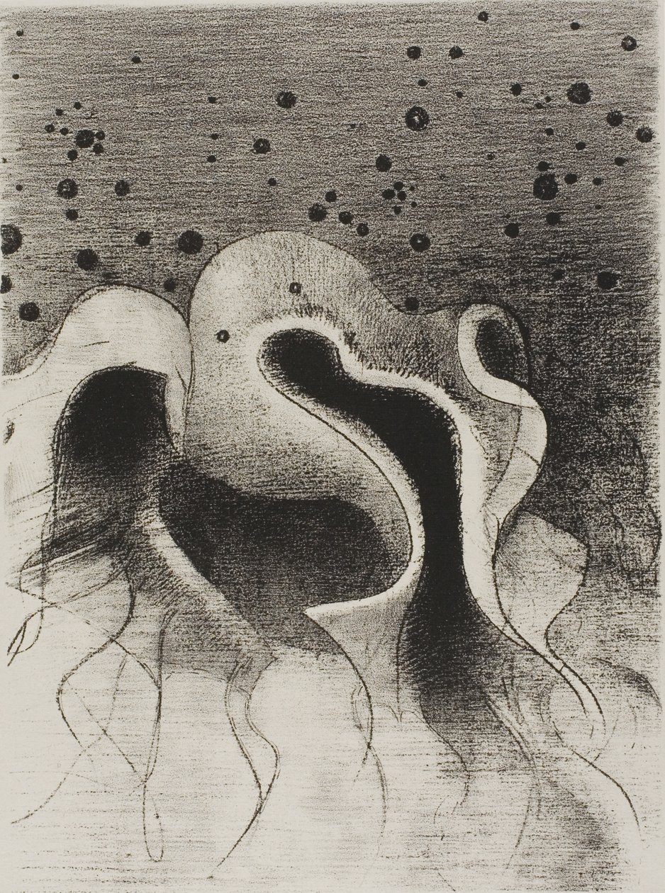 海兽，像皮革瓶子一样圆，第 22 版，共 24 版 作者 奥迪隆·雷顿（Odilon Redon）