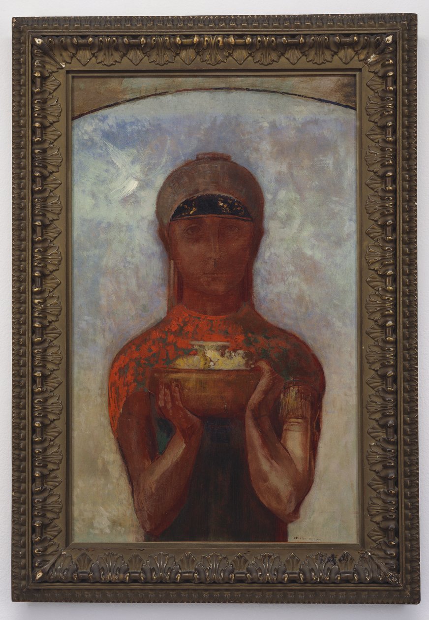 神秘之杯，或西比尔，约1890年 作者 奥迪隆·雷顿（Odilon Redon）