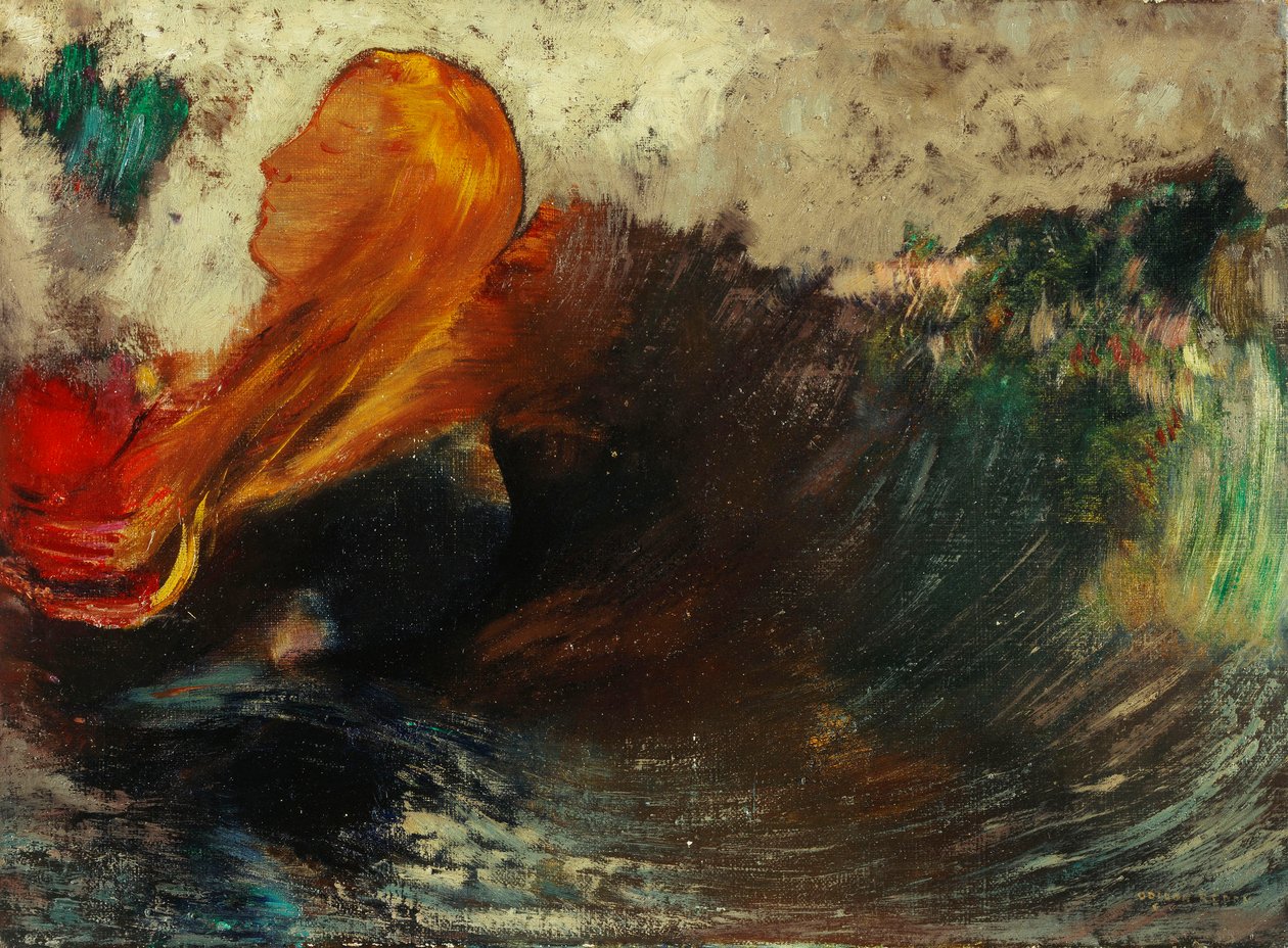 奥菲莉亚之死； La Mort d“ Ophelie， 作者 奥迪隆·雷顿（Odilon Redon）
