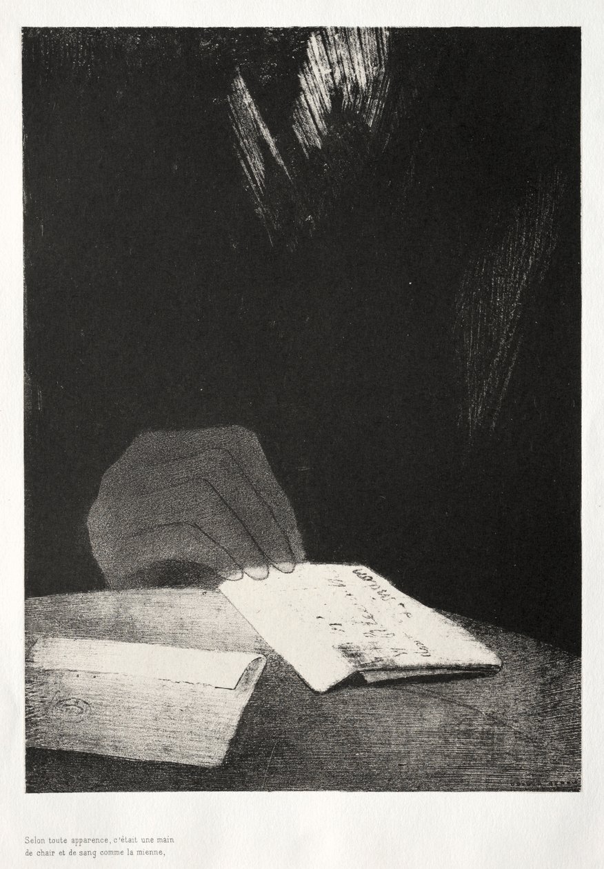 《鬼屋》（The Haunted House）：是一只手，似乎和我自己的血肉一样多，1896年。 作者 奥迪隆·雷顿（Odilon Redon）