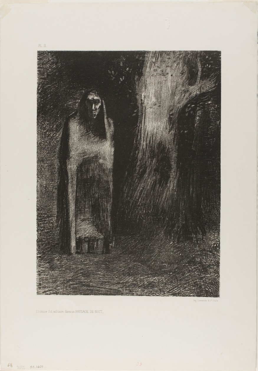 夜景中孤独的男人，选自《夜 作者 奥迪隆·雷顿（Odilon Redon）