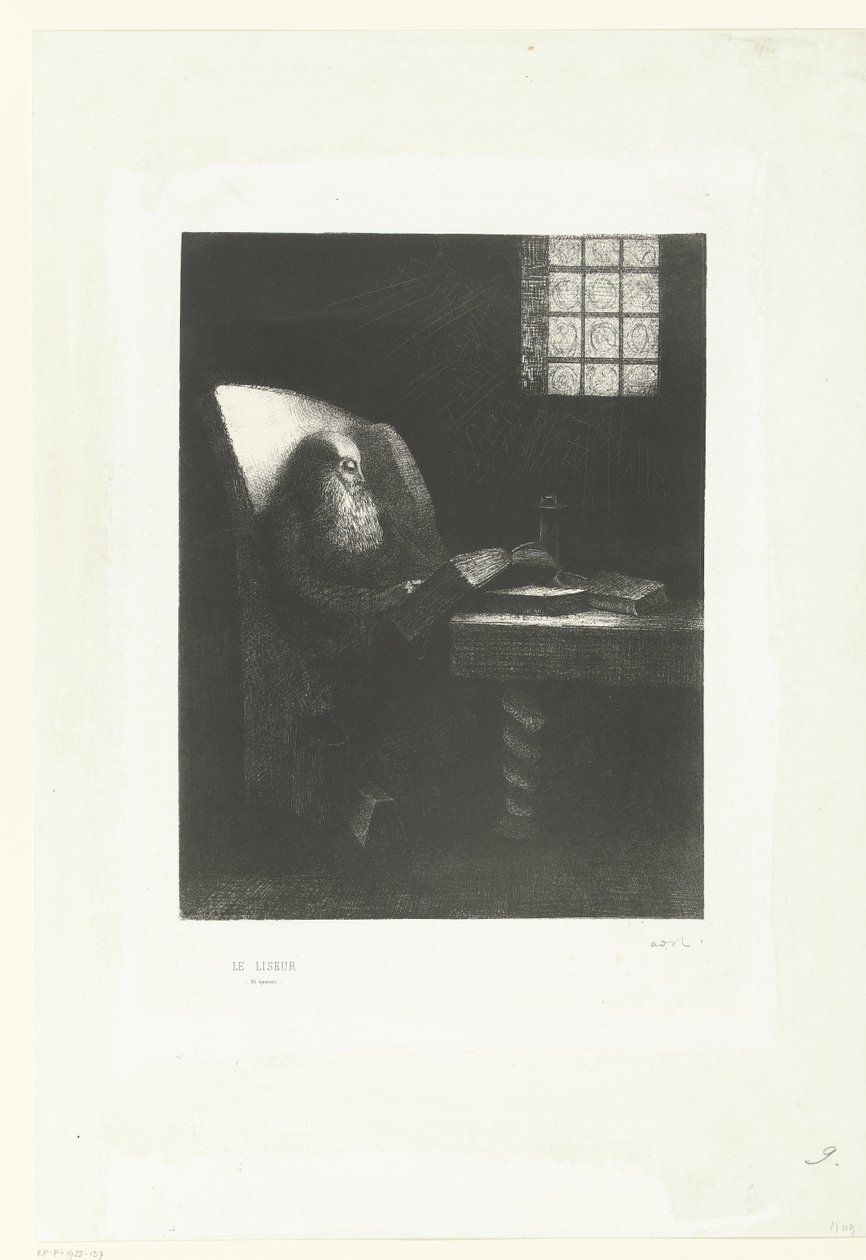 读者，1892年（打印） 作者 奥迪隆·雷顿（Odilon Redon）