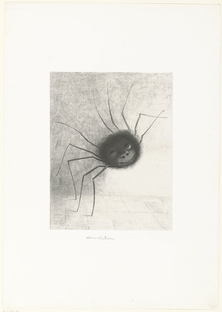 蜘蛛，1887年（打印） 作者 奥迪隆·雷顿（Odilon Redon）