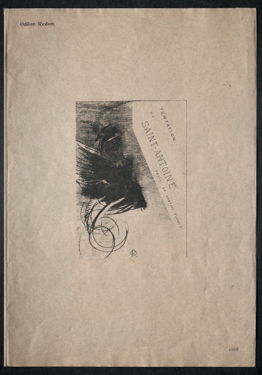 《圣安东尼的诱惑》第一辑：封面，1888年。 作者 奥迪隆·雷顿（Odilon Redon）