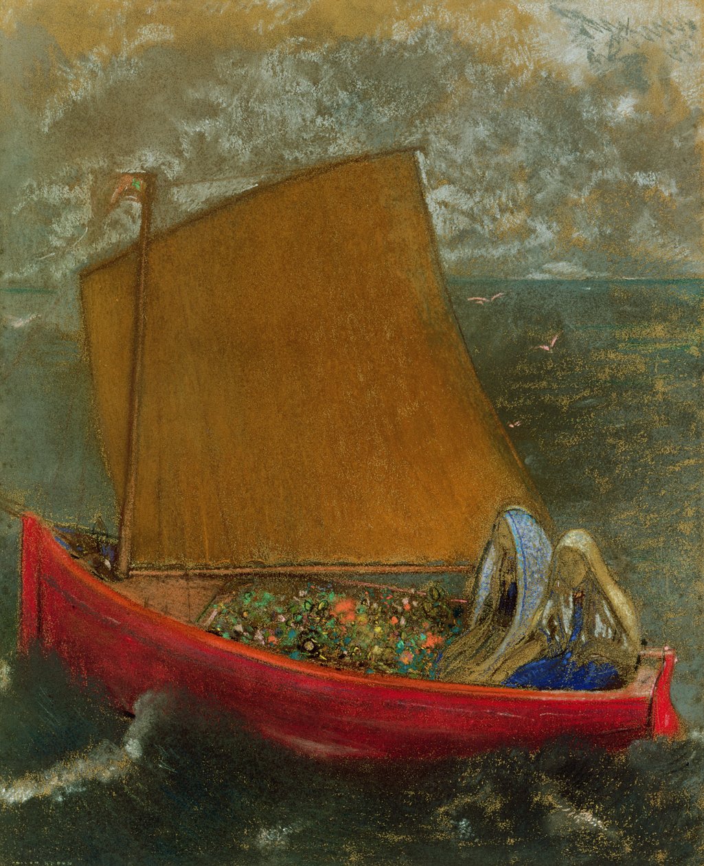黄帆》，约 1905 年（纸上粉彩画） 作者 奥迪隆·雷顿（Odilon Redon）