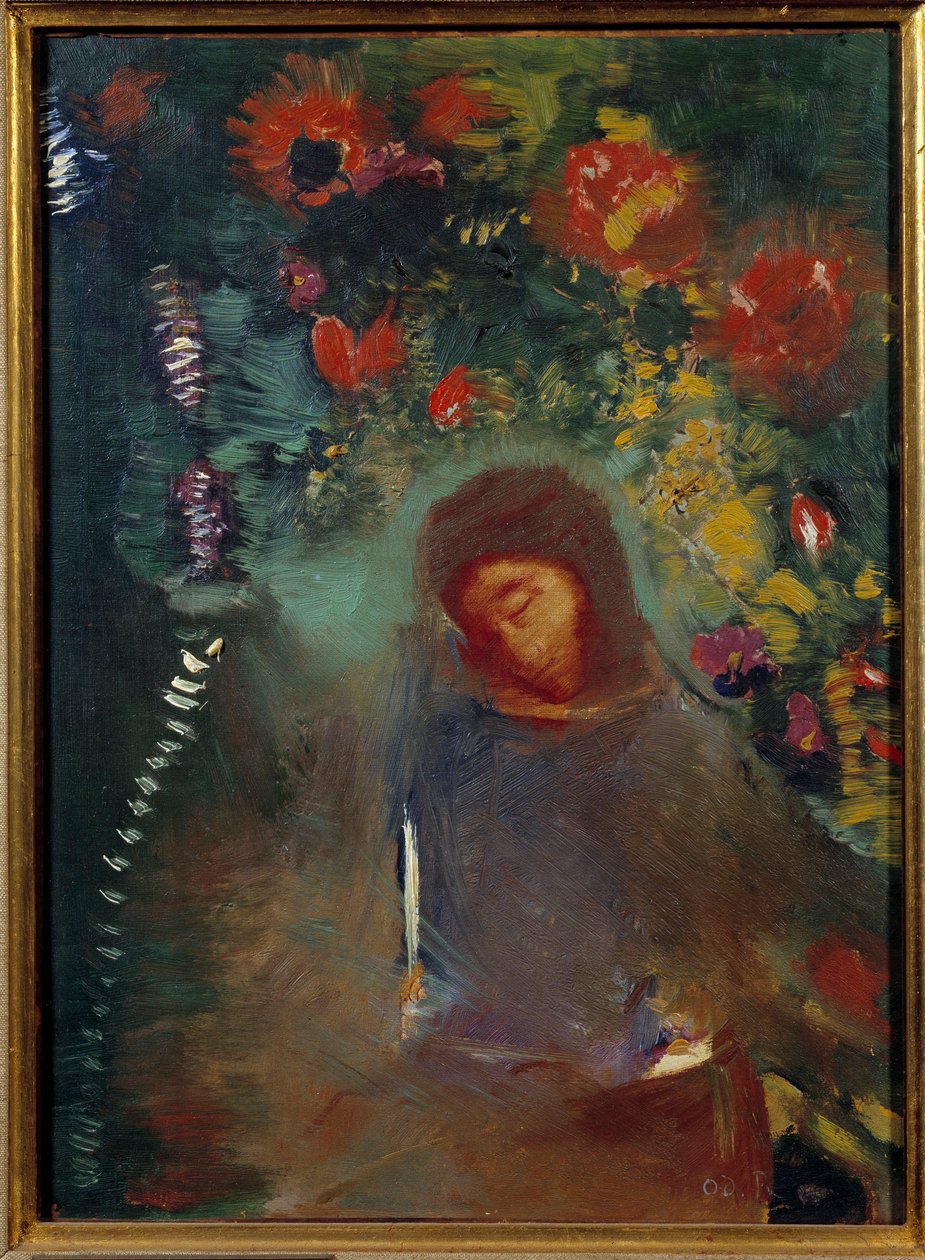 Odilon Redon (1840-1916) 1893 年的祈祷画作 0.32x0.24 m 波尔多，美术博物馆 作者 奥迪隆·雷顿（Odilon Redon）