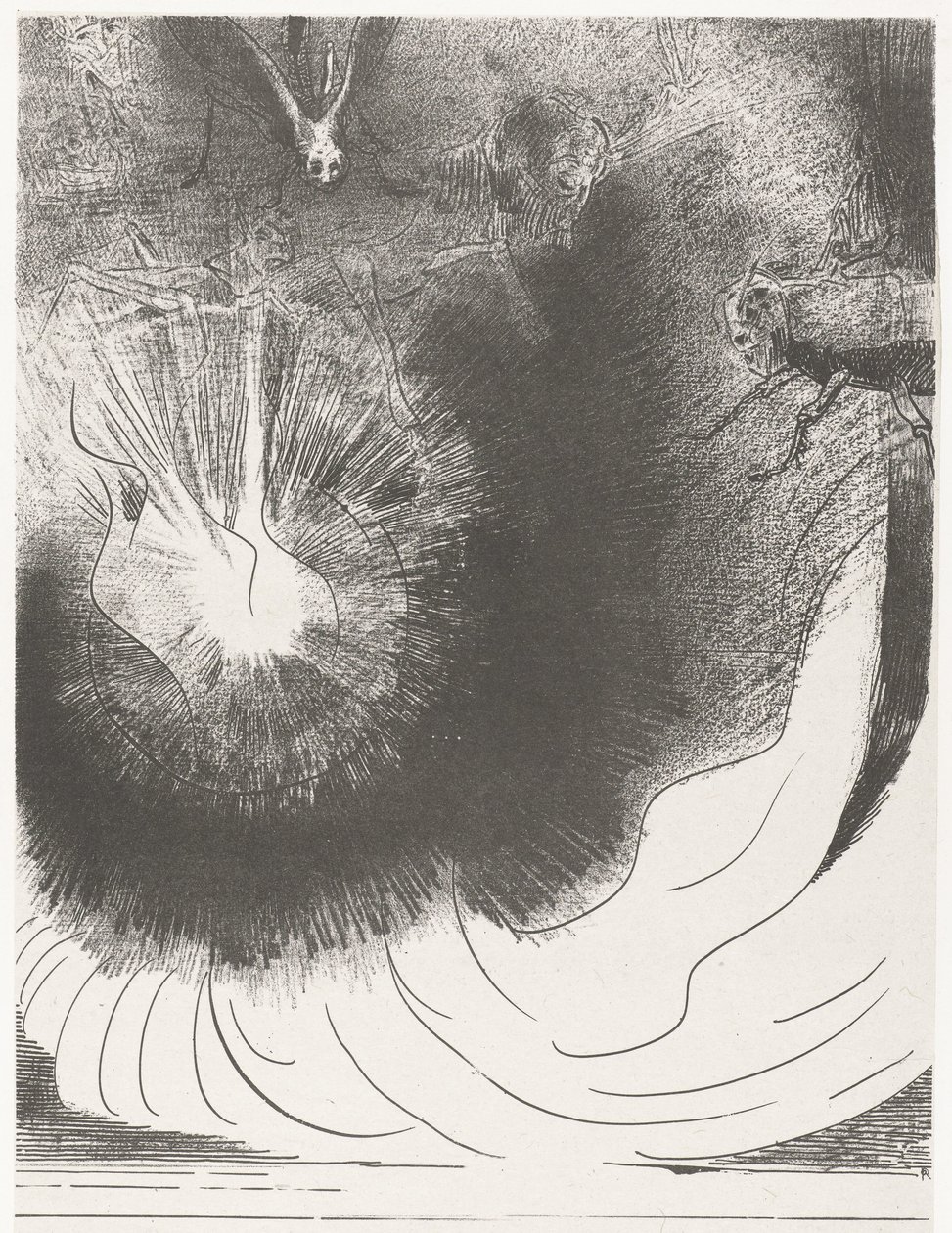 Uit de hemel viel een grote ster
有一颗大星从天上坠落，像火炬一样燃烧（标题见实物）
圣约翰启示录》（系列名称）
约翰内斯的开瓶器》（系列标题） 作者 奥迪隆·雷顿（Odilon Redon）