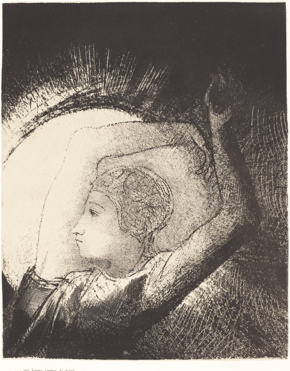 Une femme revêtue du Soleil (一个披着太阳衣服的女人) 作者 奥迪隆·雷顿（Odilon Redon）