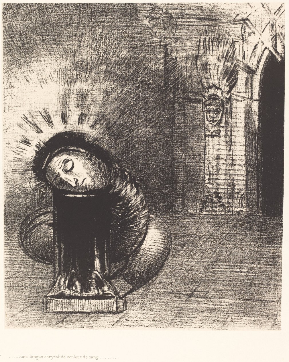 血色长蛹 作者 奥迪隆·雷顿（Odilon Redon）