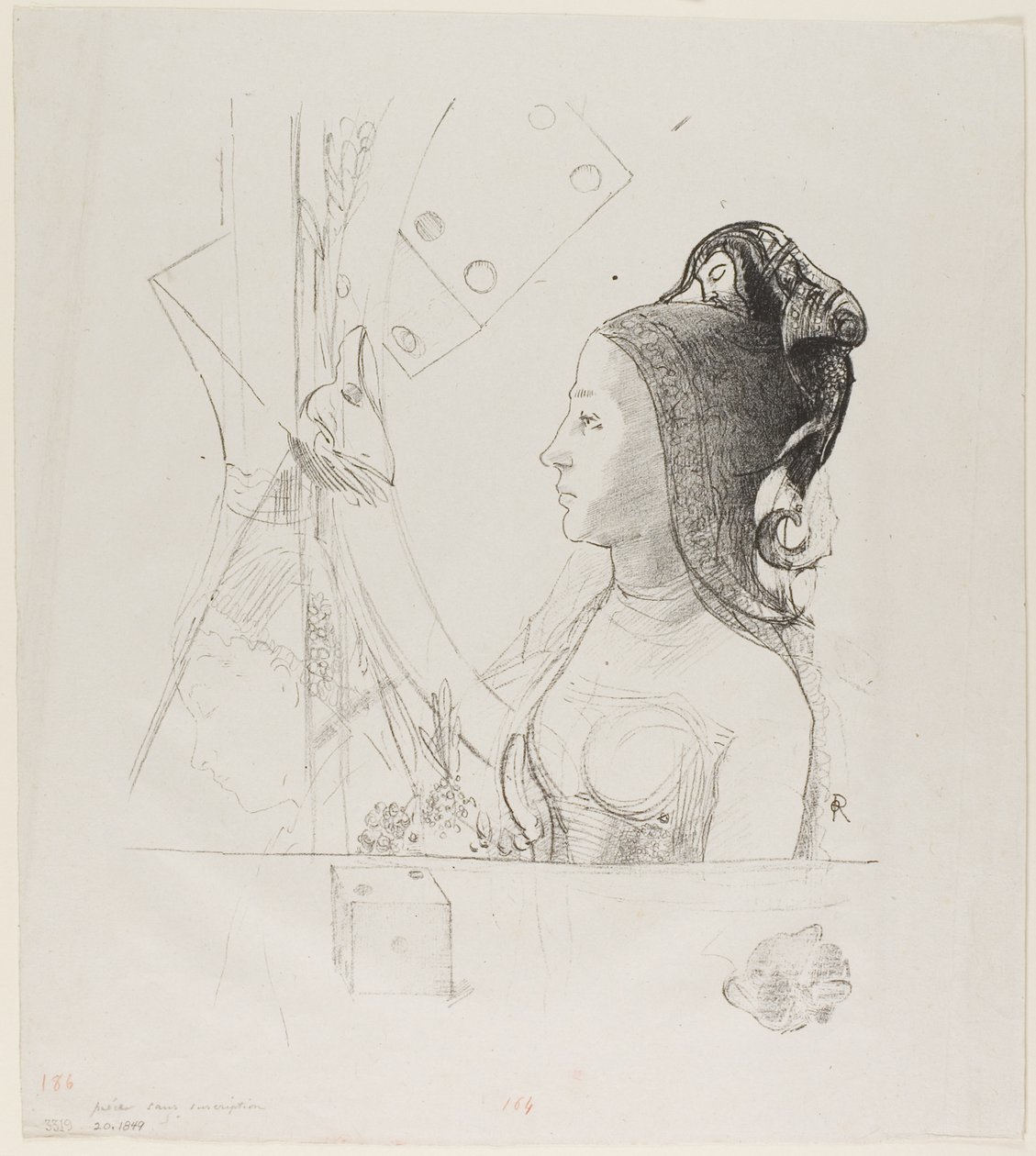 无题试验石版画 作者 奥迪隆·雷顿（Odilon Redon）