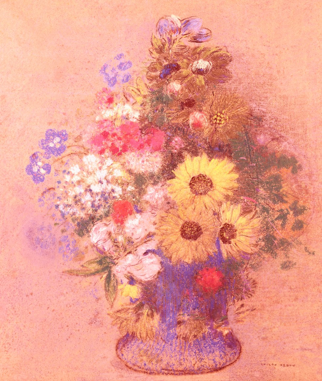 花瓶花（粉彩在船上） 作者 奥迪隆·雷顿（Odilon Redon）