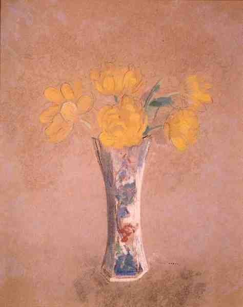花瓶（纸上粉笔画） 作者 奥迪隆·雷顿（Odilon Redon）