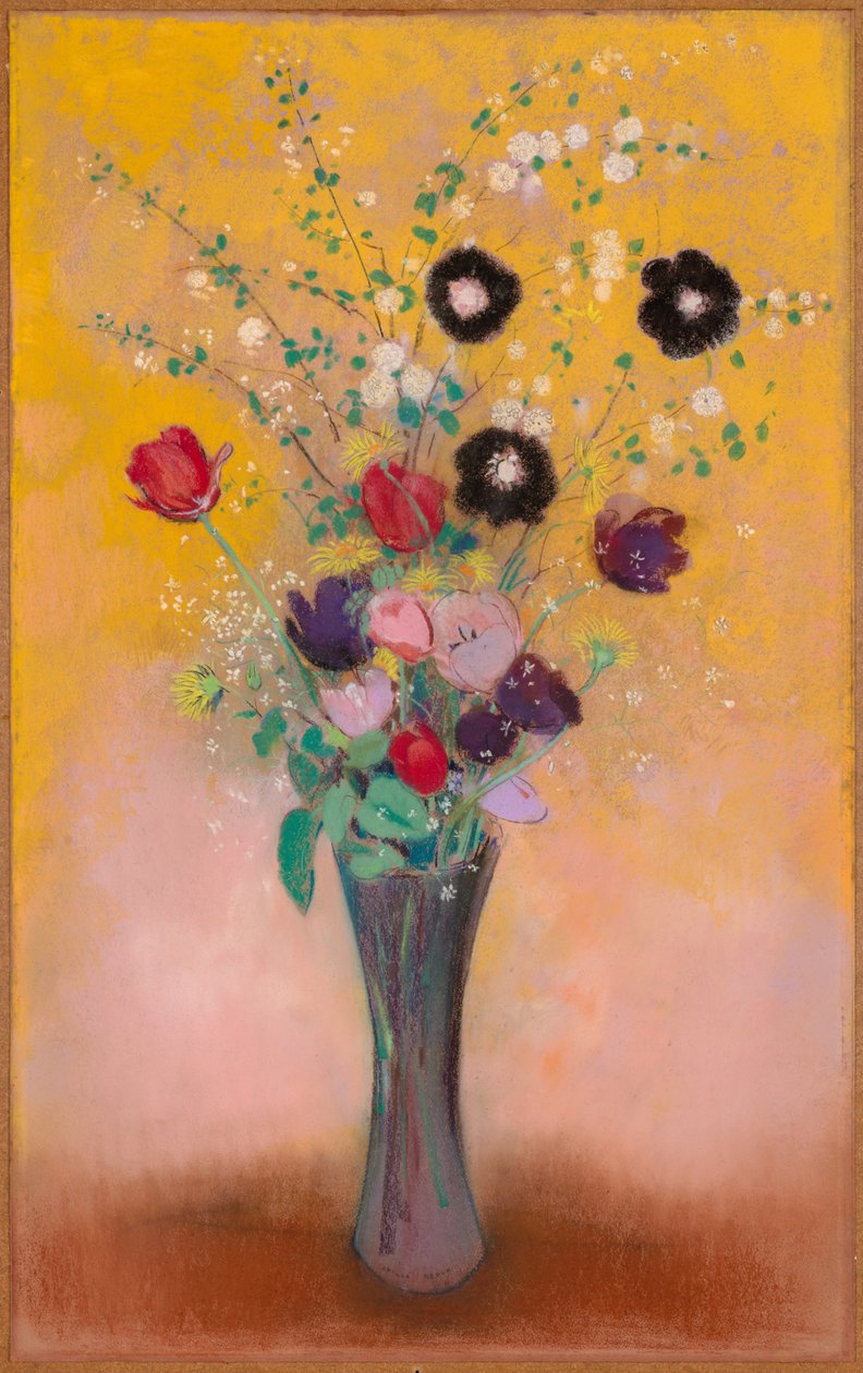 花瓶花，1916年。 作者 奥迪隆·雷顿（Odilon Redon）